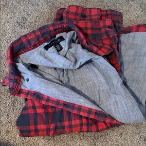 Tommy Hilfiger Red and Black Plaid Casual Button Down Shirt